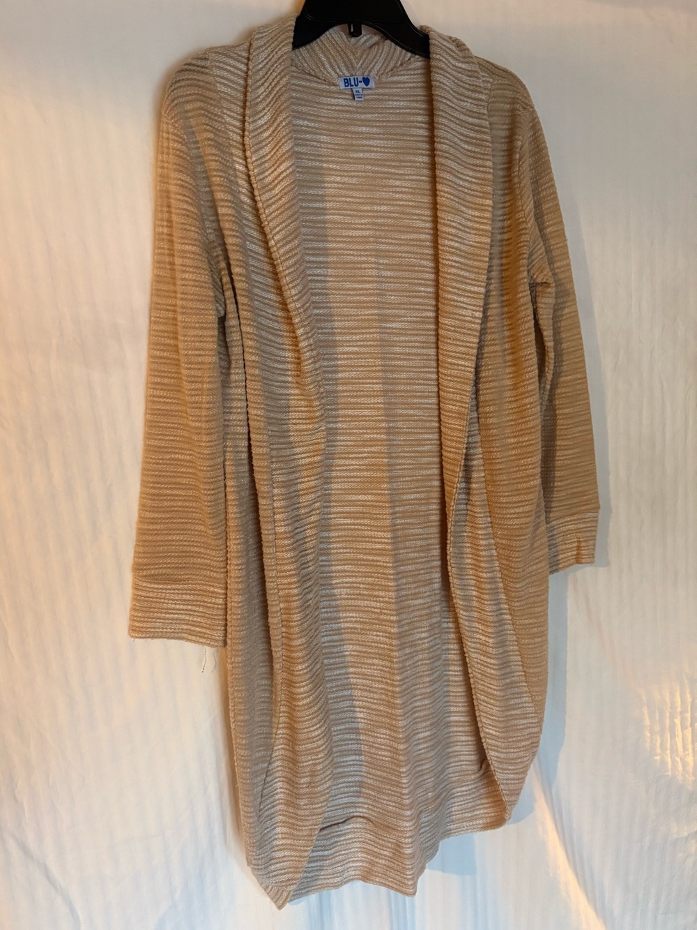 Beige Knit Open Cardigan Sweater